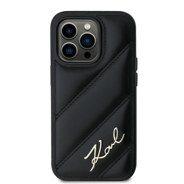 Kotelo Apple iPhone 14 Prolle, Karl Lagerfeld, Diagonal Quilted Script, Musta