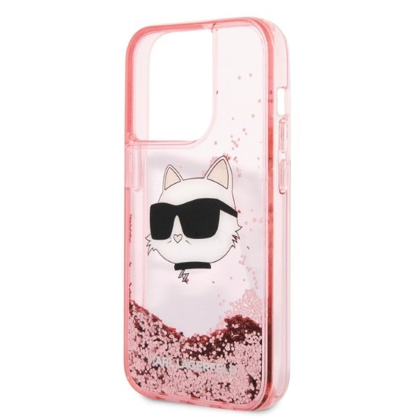 Kotelo Apple iPhone 14 Prolle, Karl Lagerfeld, Glitter Choupette's Head, Pinkki
