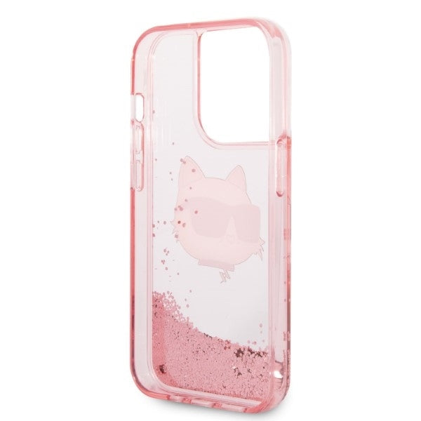 Kotelo Apple iPhone 14 Prolle, Karl Lagerfeld, Glitter Choupette's Head, Pinkki