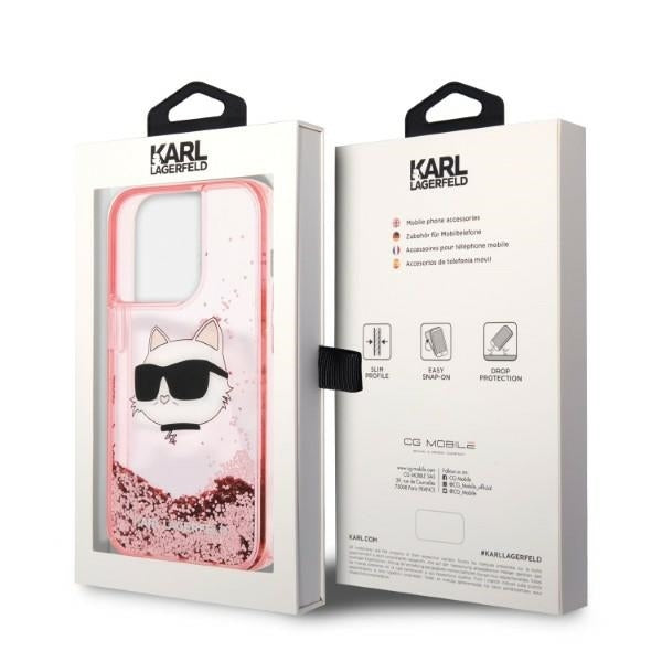 Kotelo Apple iPhone 14 Prolle, Karl Lagerfeld, Glitter Choupette's Head, Pinkki