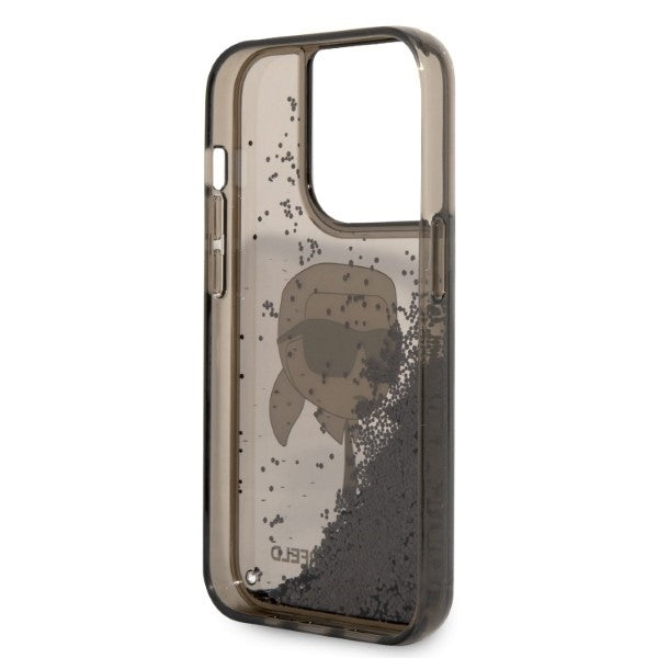 Kotelo Apple iPhone 14 Prolle, Karl Lagerfeld, Glitter Karl's Head, Musta