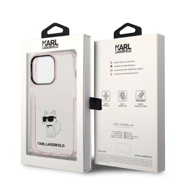 Kotelo Apple iPhone 14 Prolle, Karl Lagerfeld, Ikonik Choupette, Pinkki