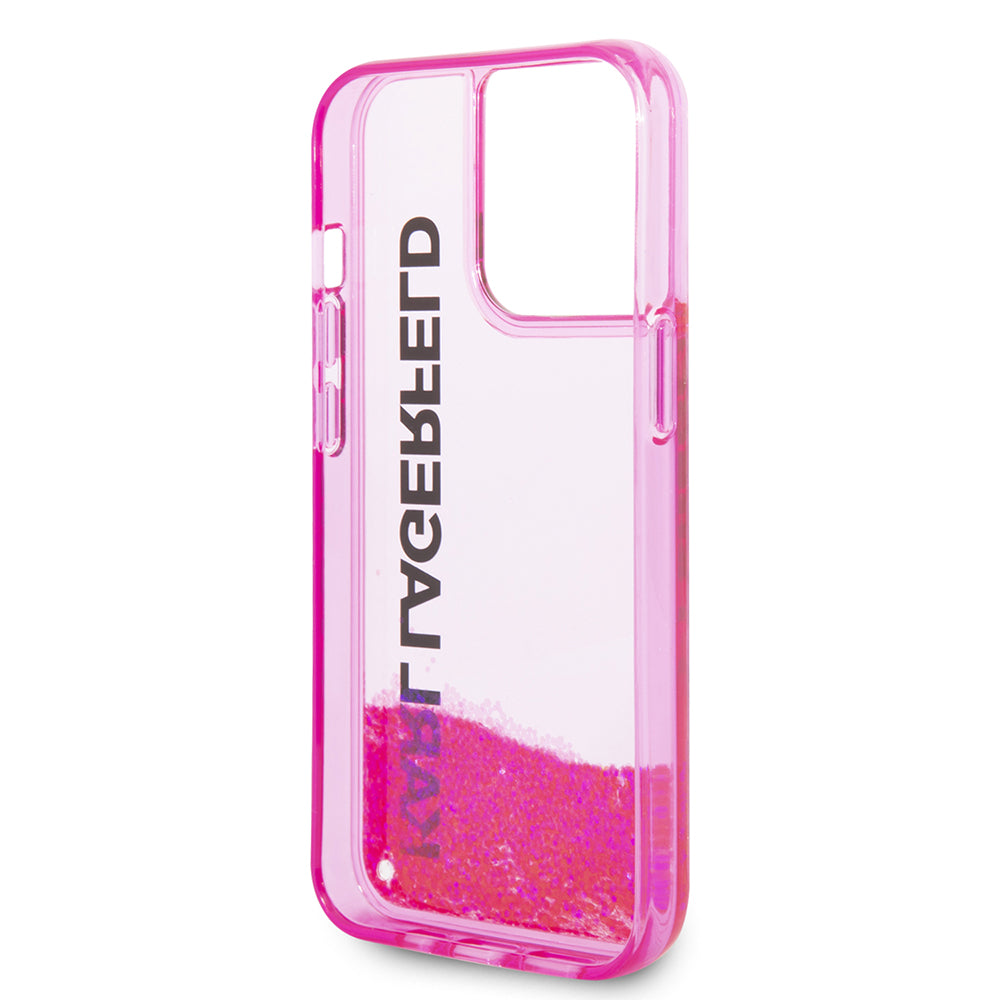 Kotelo Apple iPhone 14 Prolle, Karl Lagerfeld, Liquid Glitter KL Logo, Pinkki
