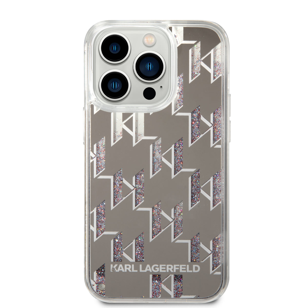 Kotelo Apple iPhone 14 Prolle, Karl Lagerfeld, Liquid Glitter Monogram, Hopea