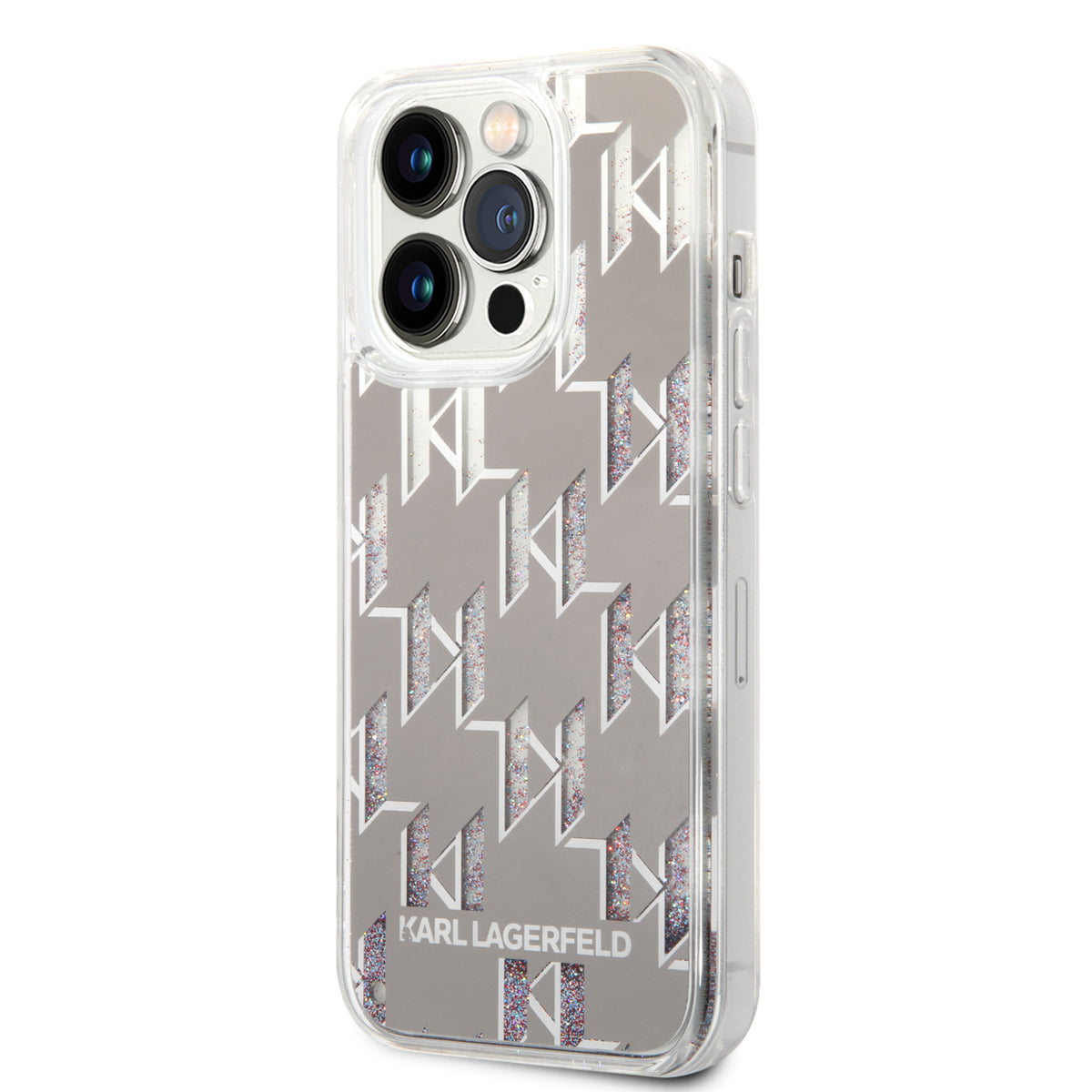 Kotelo Apple iPhone 14 Prolle, Karl Lagerfeld, Liquid Glitter Monogram, Hopea