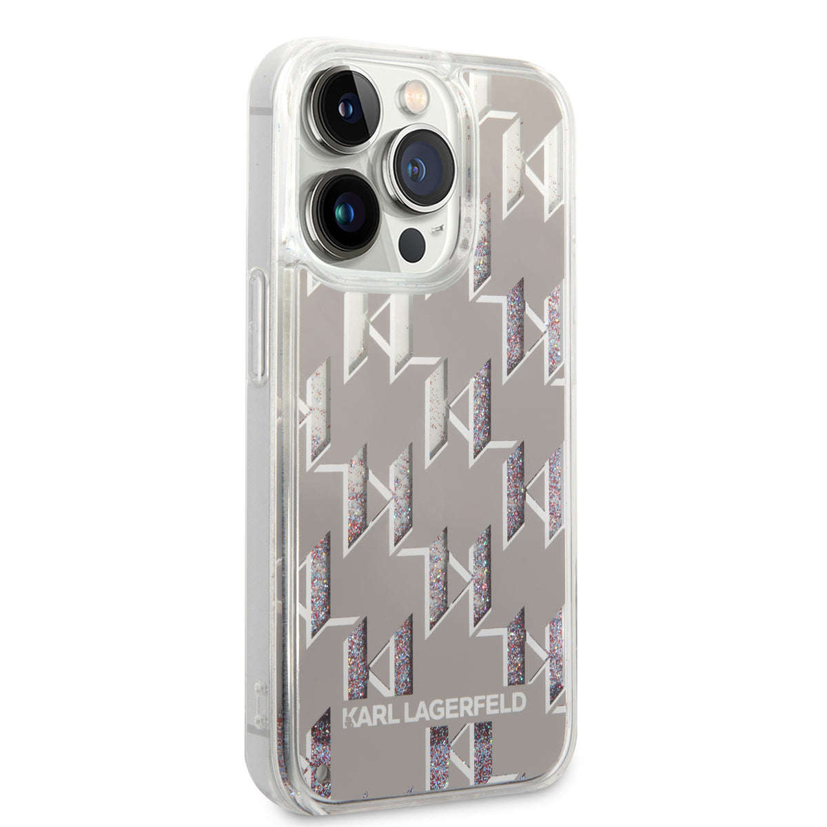 Kotelo Apple iPhone 14 Prolle, Karl Lagerfeld, Liquid Glitter Monogram, Hopea