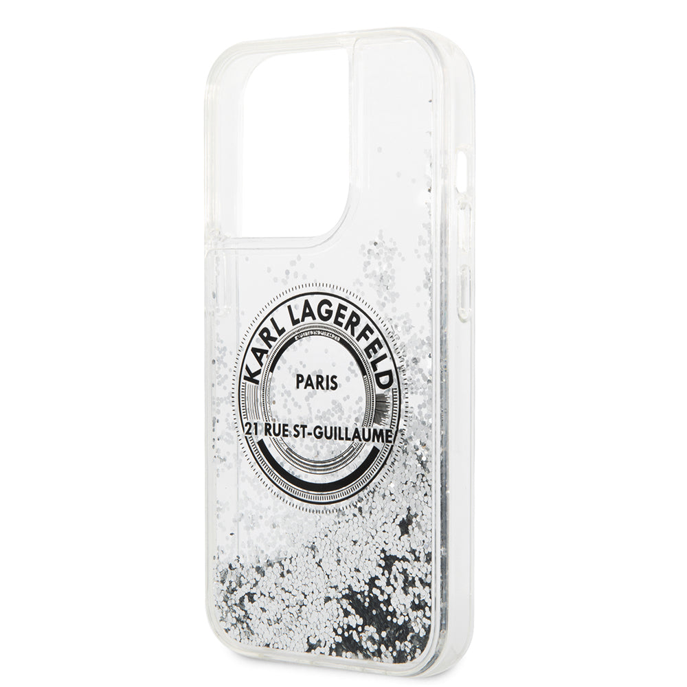 Kotelo Apple iPhone 14 Prolle, Karl Lagerfeld, Liquid Glitter RSG, Hopea