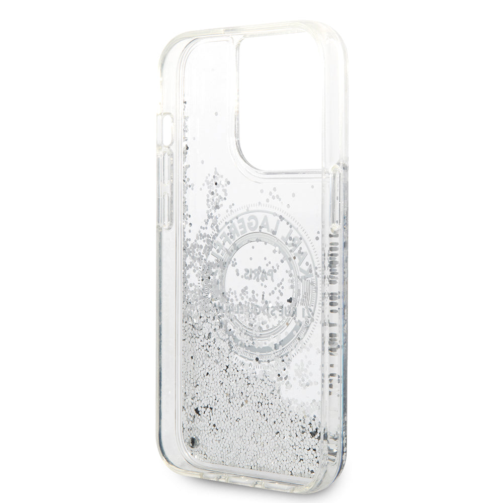 Kotelo Apple iPhone 14 Prolle, Karl Lagerfeld, Liquid Glitter RSG, Hopea