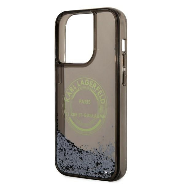 Suojakotelo Apple iPhone 14 Prolle, Karl Lagerfeld, Liquid Glitter RSG, Musta