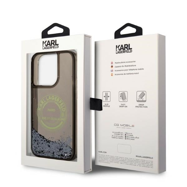 Suojakotelo Apple iPhone 14 Prolle, Karl Lagerfeld, Liquid Glitter RSG, Musta