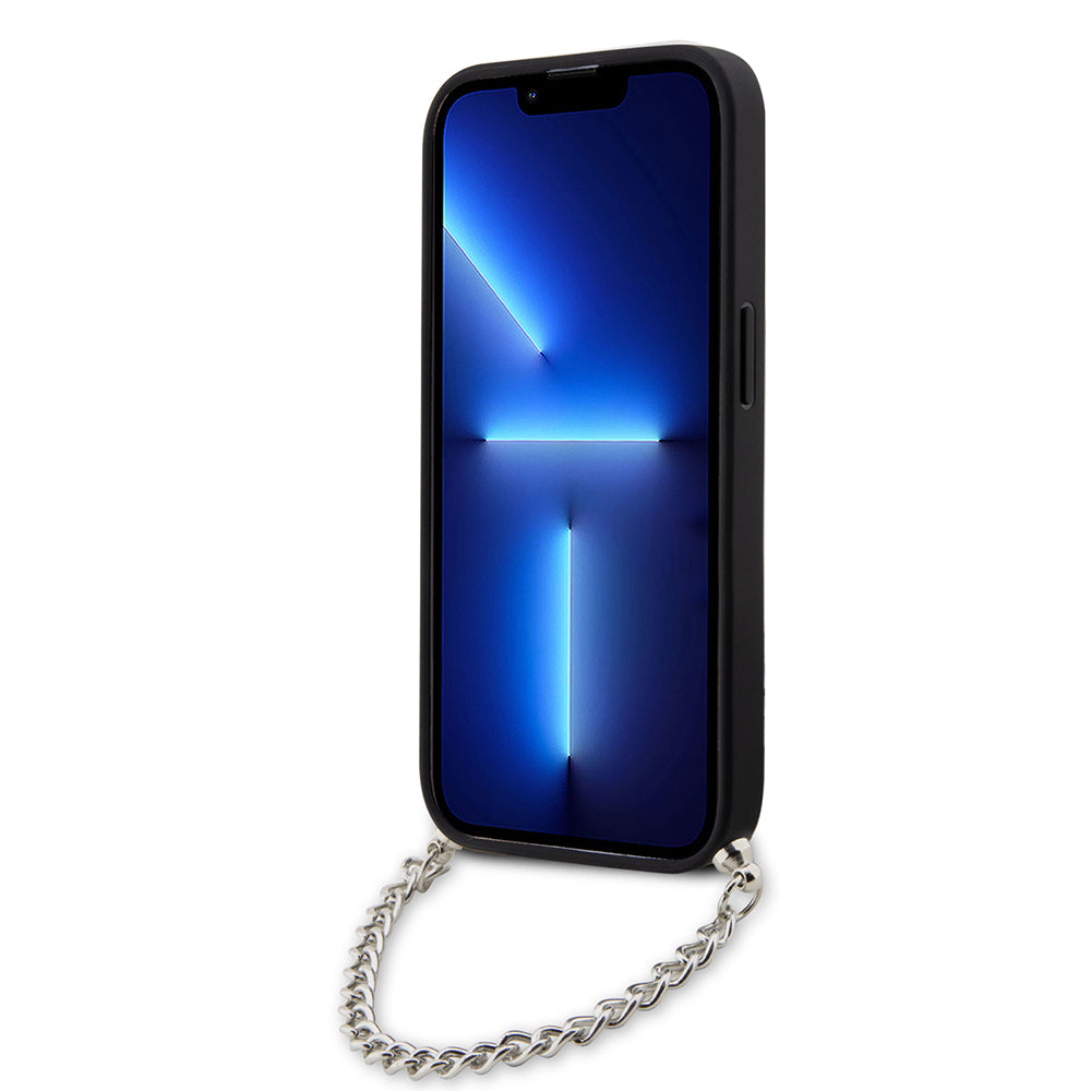 Suojakotelo Apple iPhone 14 Prolle, Karl Lagerfeld, Saffiano Monogram Chain, Musta