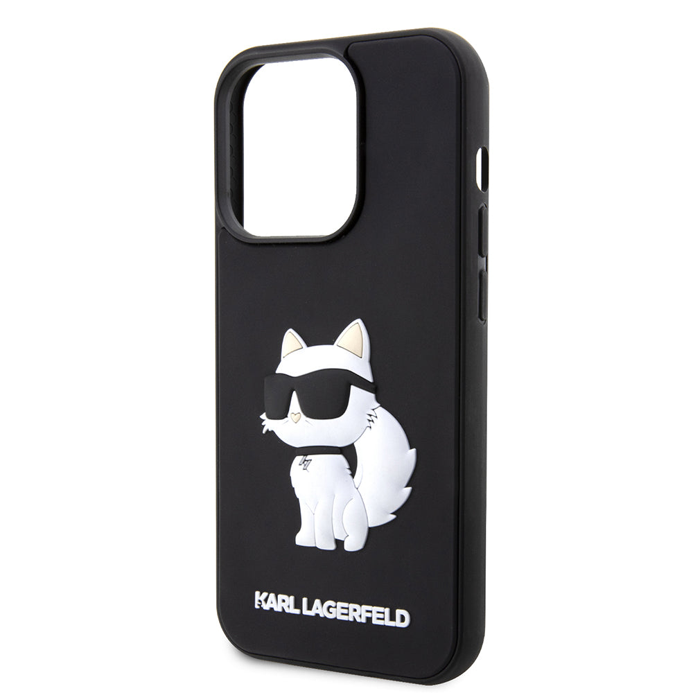Kotelo Apple iPhone 14 Pro Max:lle, Karl Lagerfeld, 3D Rubber Choupette, Musta