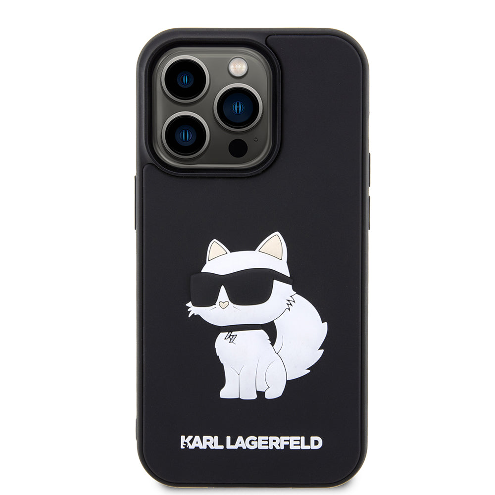 Kotelo Apple iPhone 14 Pro Max:lle, Karl Lagerfeld, 3D Rubber Choupette, Musta