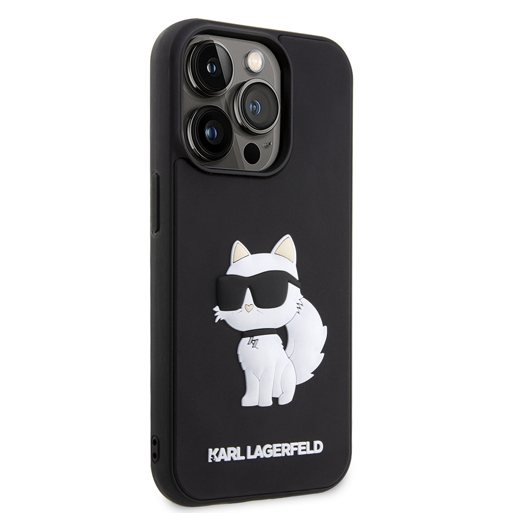 Kotelo Apple iPhone 14 Pro Max:lle, Karl Lagerfeld, 3D Rubber Choupette, Musta