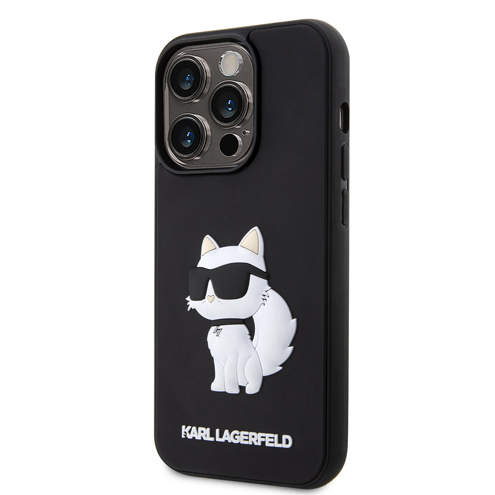 Kotelo Apple iPhone 14 Pro Max:lle, Karl Lagerfeld, 3D Rubber Choupette, Musta