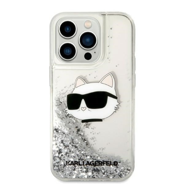 Case for Apple iPhone 14 Pro Max, Karl Lagerfeld, Glitter Choupette's Head, Silver