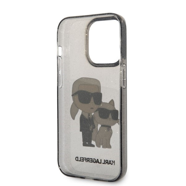 Kotelo Apple iPhone 14 Pro Max:lle, Karl Lagerfeld, Glitter Karl & Choupette, Musta.