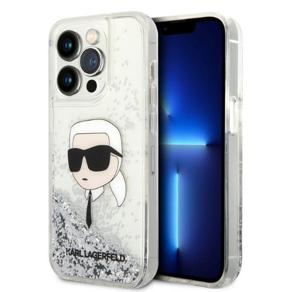 Kotelo Apple iPhone 14 Pro Max:lle, Karl Lagerfeld, Glitter Karl's Head, Hopeinen