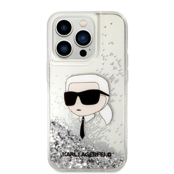 Kotelo Apple iPhone 14 Pro Max:lle, Karl Lagerfeld, Glitter Karl's Head, Hopeinen