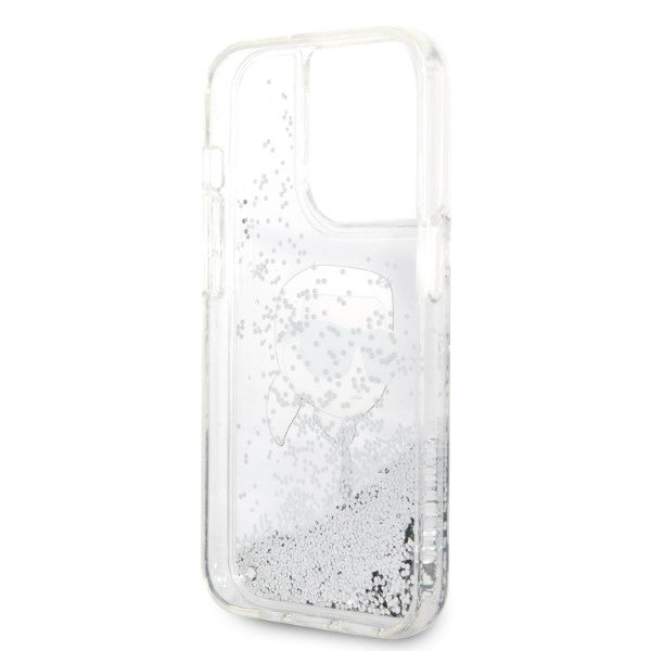 Kotelo Apple iPhone 14 Pro Max:lle, Karl Lagerfeld, Glitter Karl's Head, Hopeinen