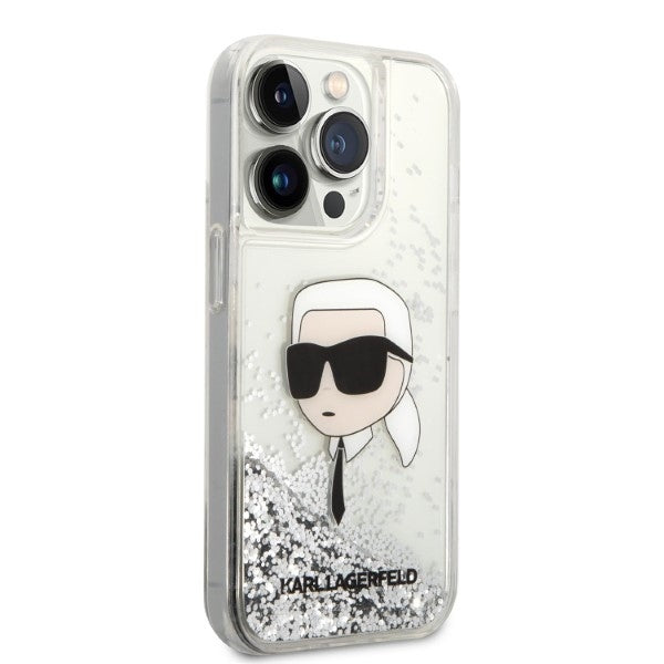 Kotelo Apple iPhone 14 Pro Max:lle, Karl Lagerfeld, Glitter Karl's Head, Hopeinen
