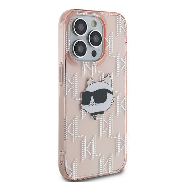Kotelo Apple iPhone 14 Pro Max:lle, Karl Lagerfeld, IML Luxury Monogram Choupette's Head, Pinkki