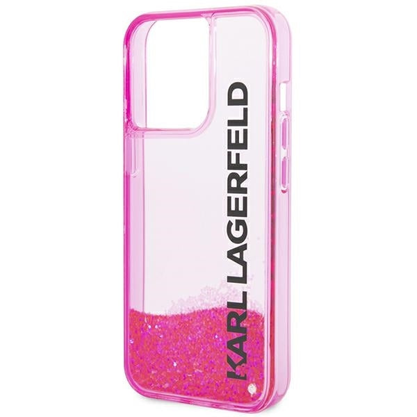 Kotelo Apple iPhone 14 Pro Maxille, Karl Lagerfeld, Liquid Glitter KL Logo, Pinkki