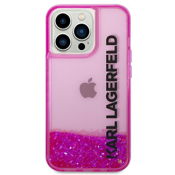 Kotelo Apple iPhone 14 Pro Maxille, Karl Lagerfeld, Liquid Glitter KL Logo, Pinkki