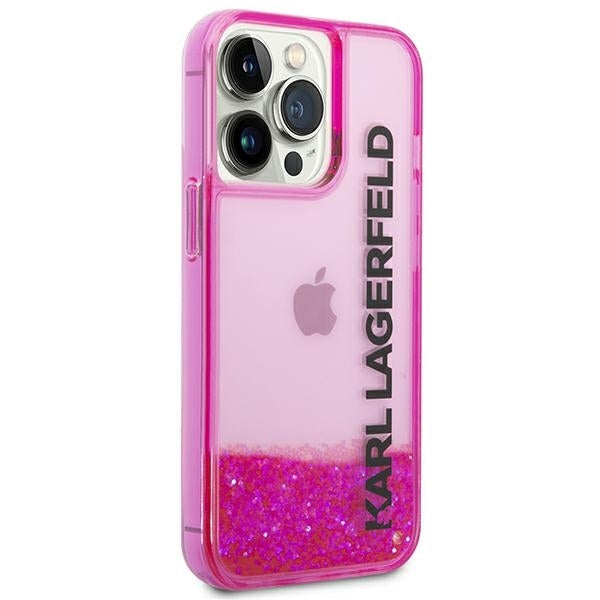 Kotelo Apple iPhone 14 Pro Maxille, Karl Lagerfeld, Liquid Glitter KL Logo, Pinkki