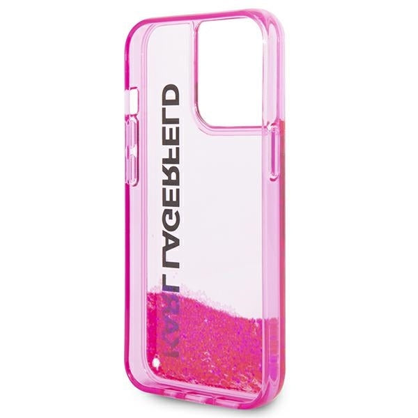 Kotelo Apple iPhone 14 Pro Maxille, Karl Lagerfeld, Liquid Glitter KL Logo, Pinkki