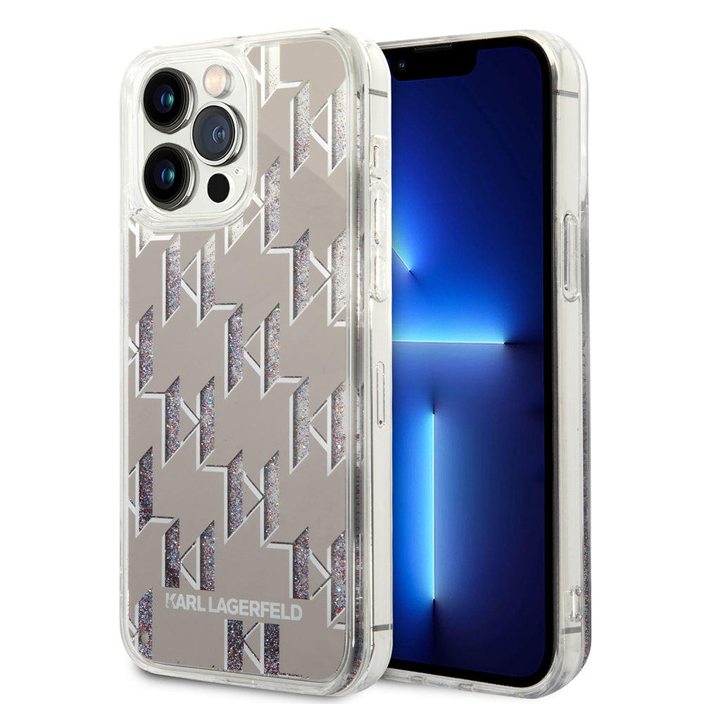 Kotelo Apple iPhone 14 Pro Max:lle, Karl Lagerfeld, Liquid Glitter Monogram, Hopea