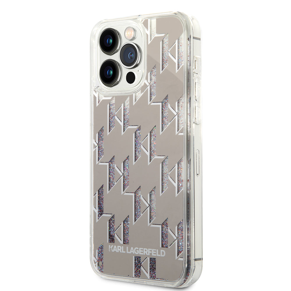 Kotelo Apple iPhone 14 Pro Max:lle, Karl Lagerfeld, Liquid Glitter Monogram, Hopea