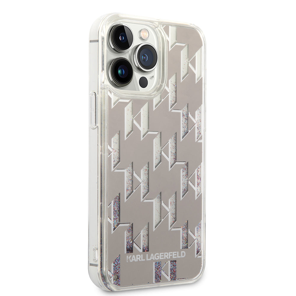 Kotelo Apple iPhone 14 Pro Max:lle, Karl Lagerfeld, Liquid Glitter Monogram, Hopea