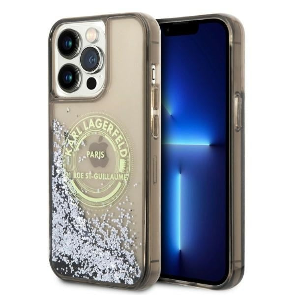 Kotelo Apple iPhone 14 Pro Max:lle, Karl Lagerfeld, Liquid Glitter RSG, Musta