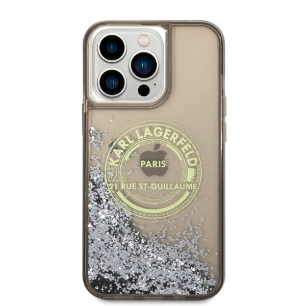 Kotelo Apple iPhone 14 Pro Max:lle, Karl Lagerfeld, Liquid Glitter RSG, Musta