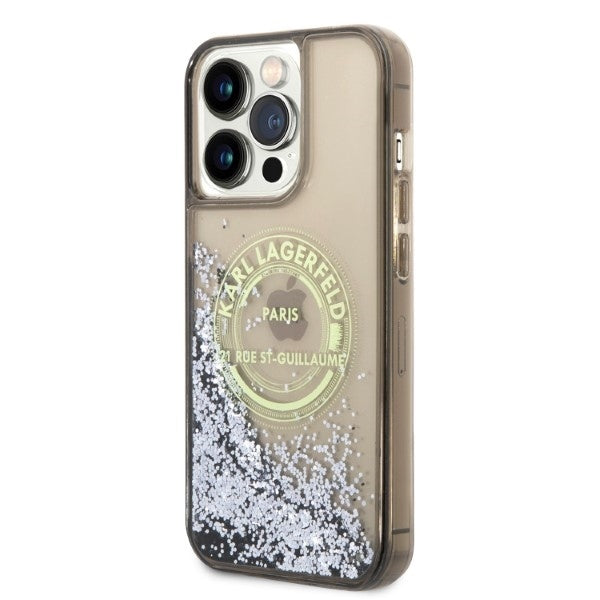 Kotelo Apple iPhone 14 Pro Max:lle, Karl Lagerfeld, Liquid Glitter RSG, Musta