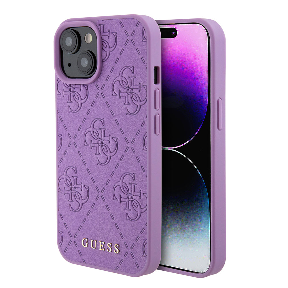 Suojakotelo Apple iPhone 15:lle, Guess, 4G Stamped, Vaaleanvioletti