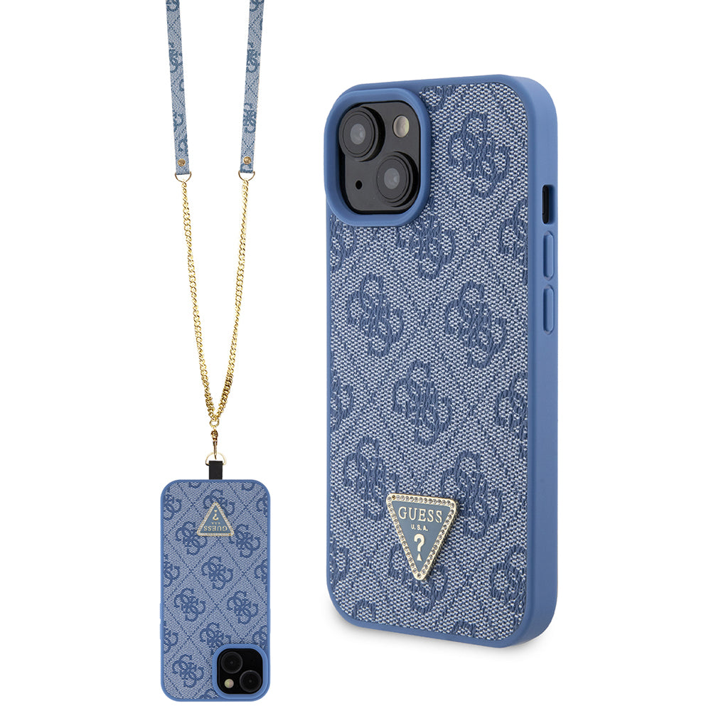 Kotelo Apple iPhone 15:lle, Guess, Crossbody 4G Metal Logo, Sininen