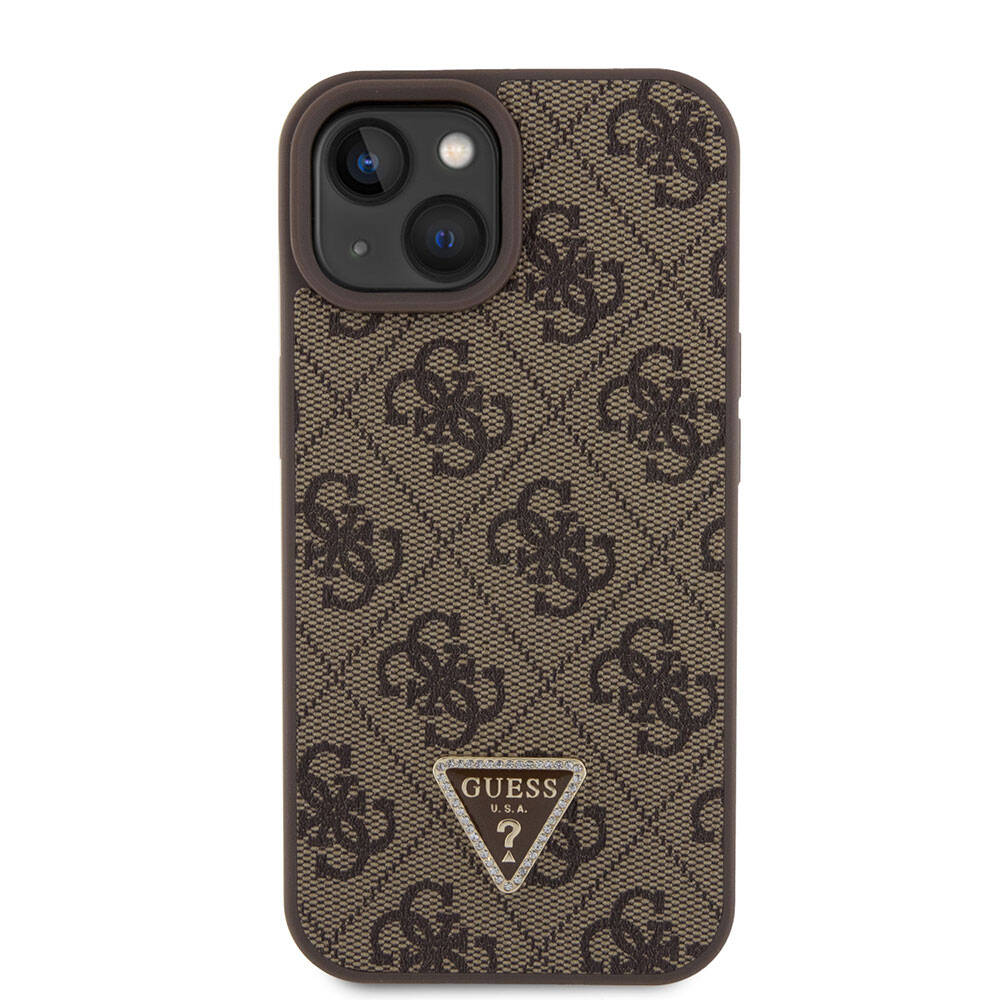 Suojakotelo Apple iPhone 15:lle, Guess, Crossbody 4G Metal Logo, Ruskea