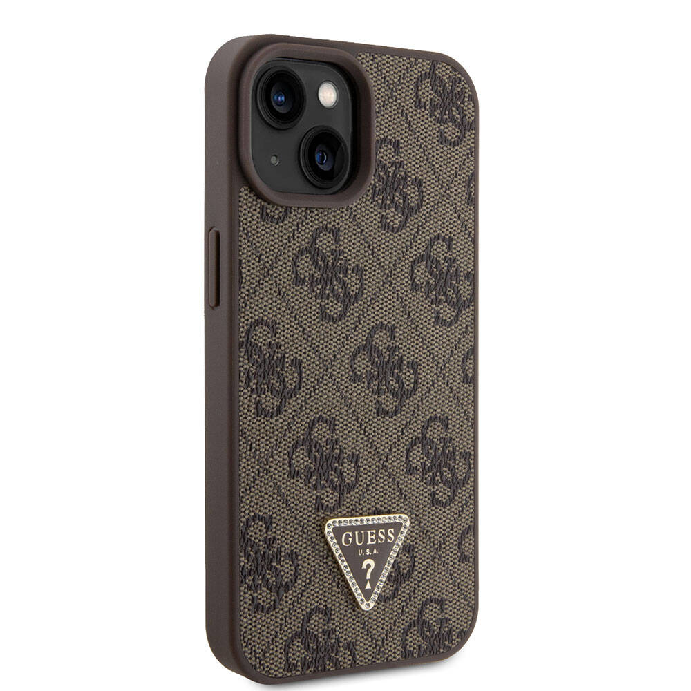 Suojakotelo Apple iPhone 15:lle, Guess, Crossbody 4G Metal Logo, Ruskea