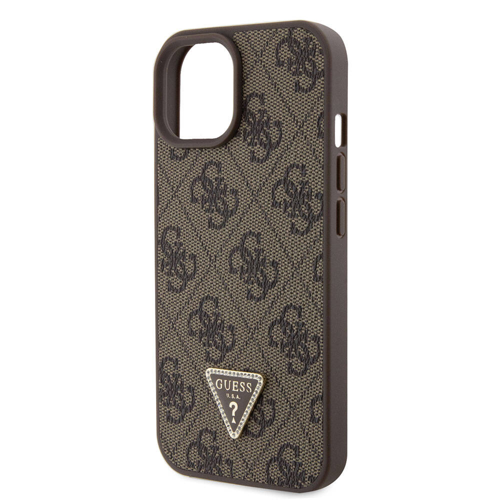 Suojakotelo Apple iPhone 15:lle, Guess, Crossbody 4G Metal Logo, Ruskea