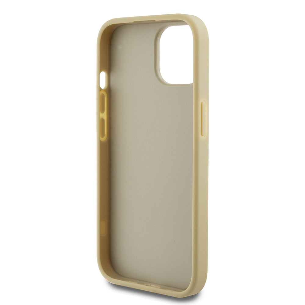 Kotelo Apple iPhone 15:lle, Guess, Glitter Big 4G Script, Kultainen