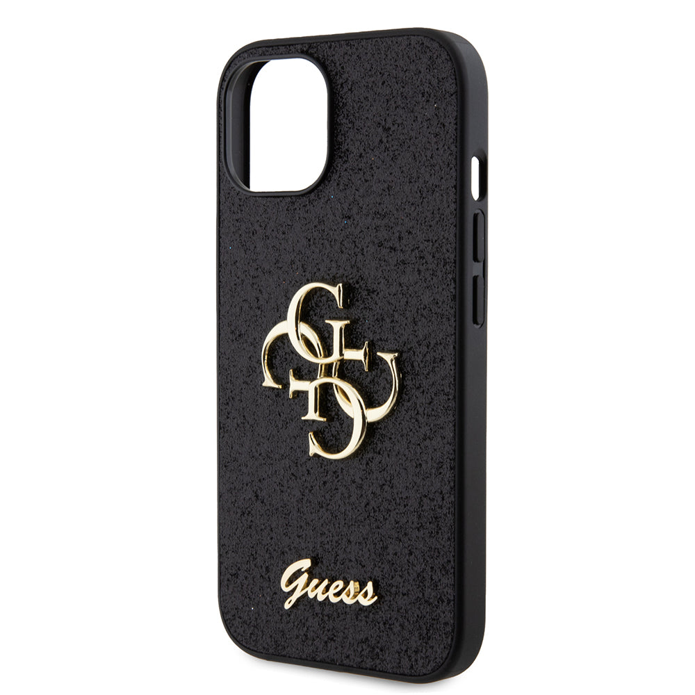 Kotelo Apple iPhone 15:lle, Guess, Glitter Big 4G Script, Musta