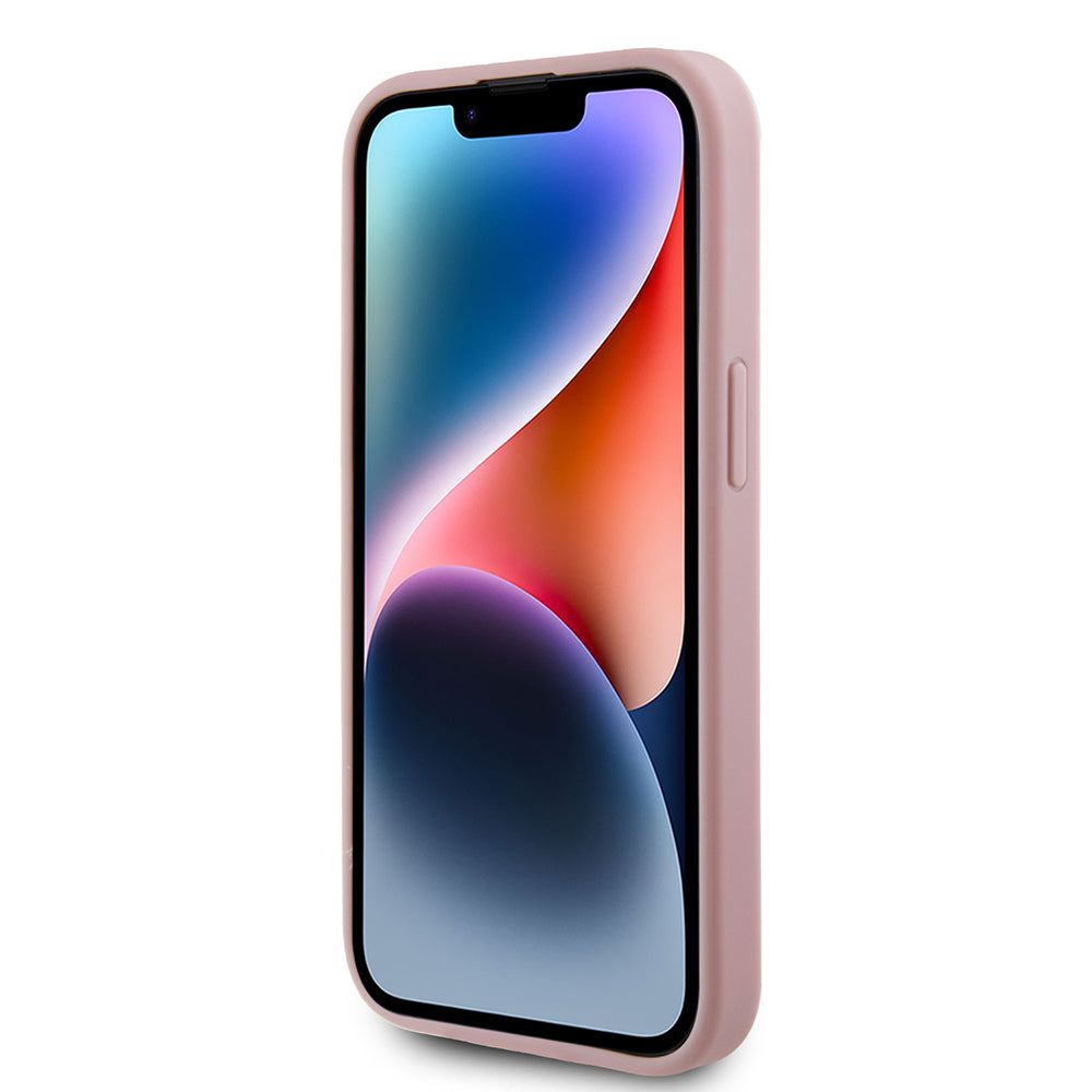 Kotelo Apple iPhone 15:lle, Guess, Glitter Big 4G Script, Pinkki
