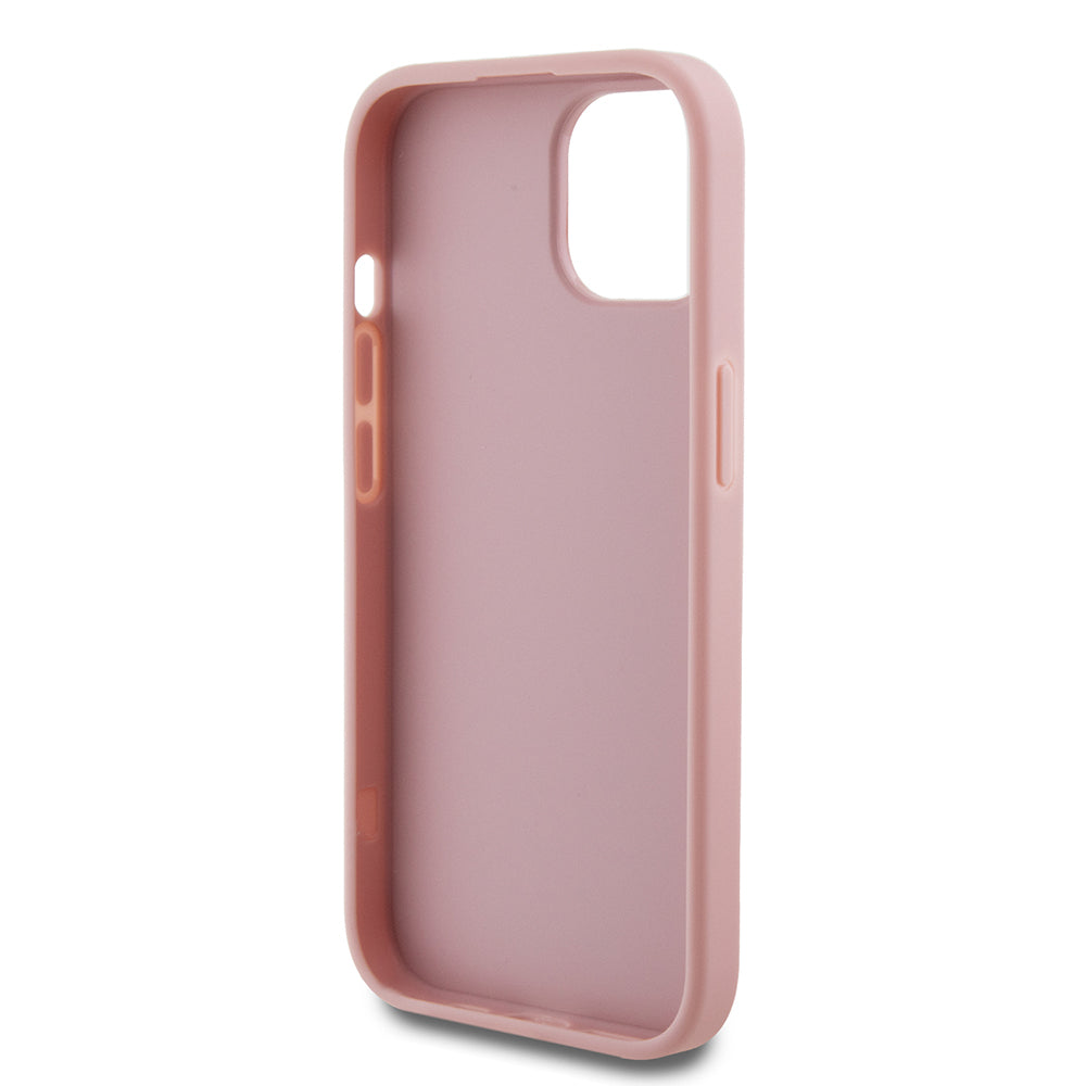Kotelo Apple iPhone 15:lle, Guess, Glitter Big 4G Script, Pinkki