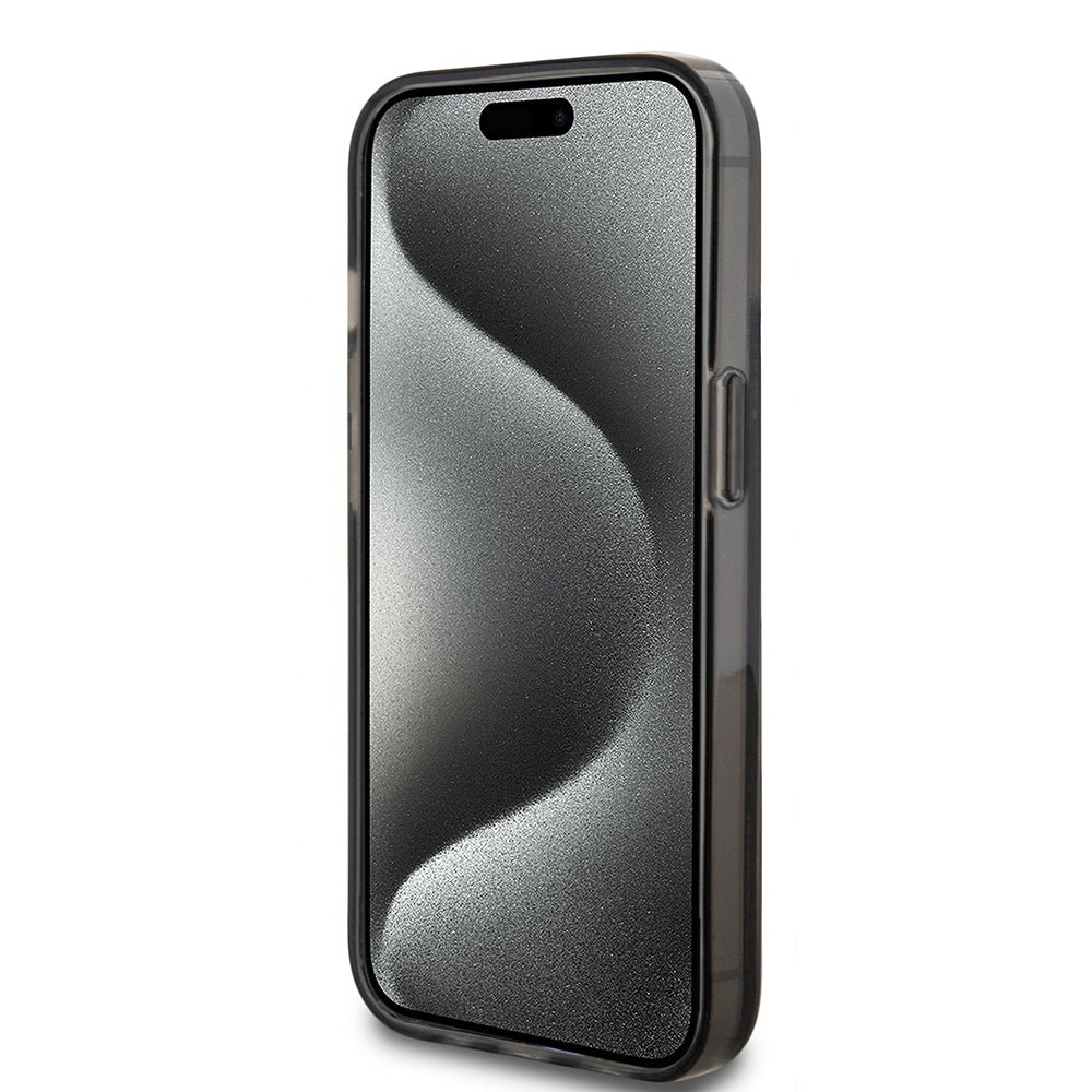 Case for Apple iPhone 15, Guess, Liquid Glitter Gold Stripes, Black