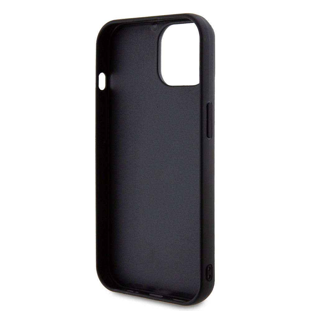 Kotelo Apple iPhone 15:lle, Guess, Quilted Metal Logo, Musta