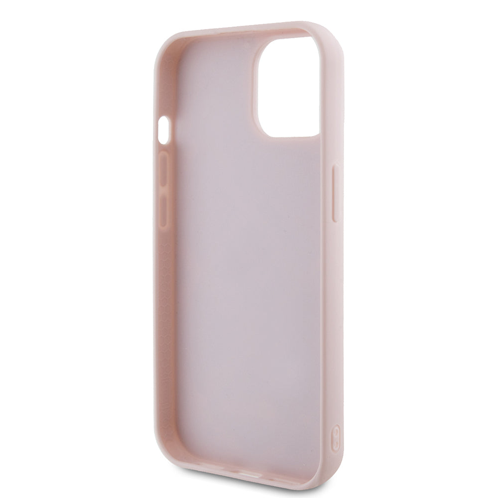 Kotelo Apple iPhone 15:lle, Guess, Quilted Metal Logo, Pinkki