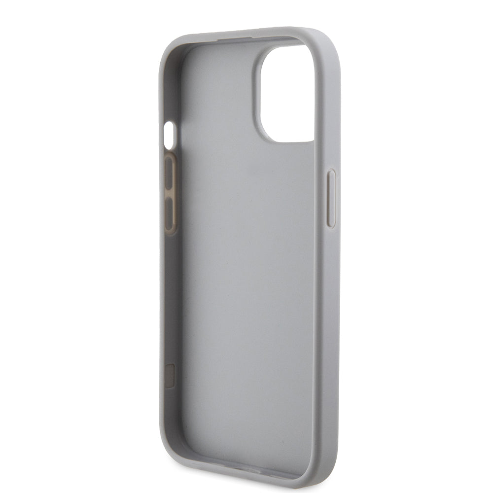 Kotelo Apple iPhone 15:lle, Guess, Strass Metal Logo, Hopeanvärinen