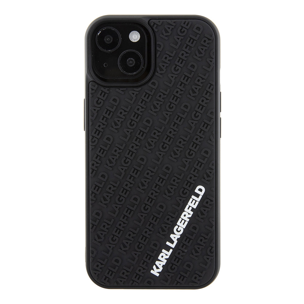 Kotelo Apple iPhone 15:lle, Karl Lagerfeld, 3D Rubber Multi Logo, Musta